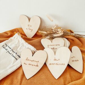 Cartes étapes coeur en bois